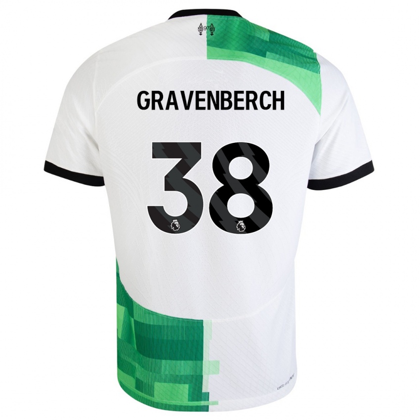 Kinderen Ryan Gravenberch #38 Wit Groen Uitshirt Uittenue 2023/24 T-Shirt België