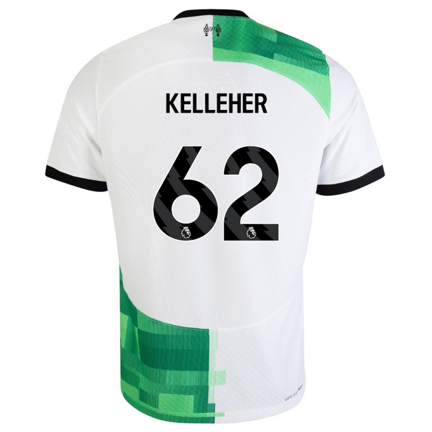 Kinder Caoimhin Kelleher #62 Weiß Grün Auswärtstrikot Trikot 2023/24 T-Shirt Belgien