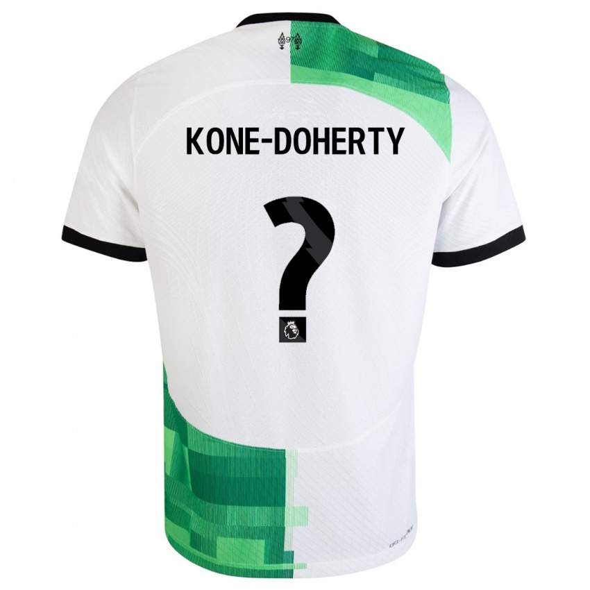 Enfant Maillot Trent Kone-Doherty #0 Blanc Vert Tenues Extérieur 2023/24 T-Shirt Belgique