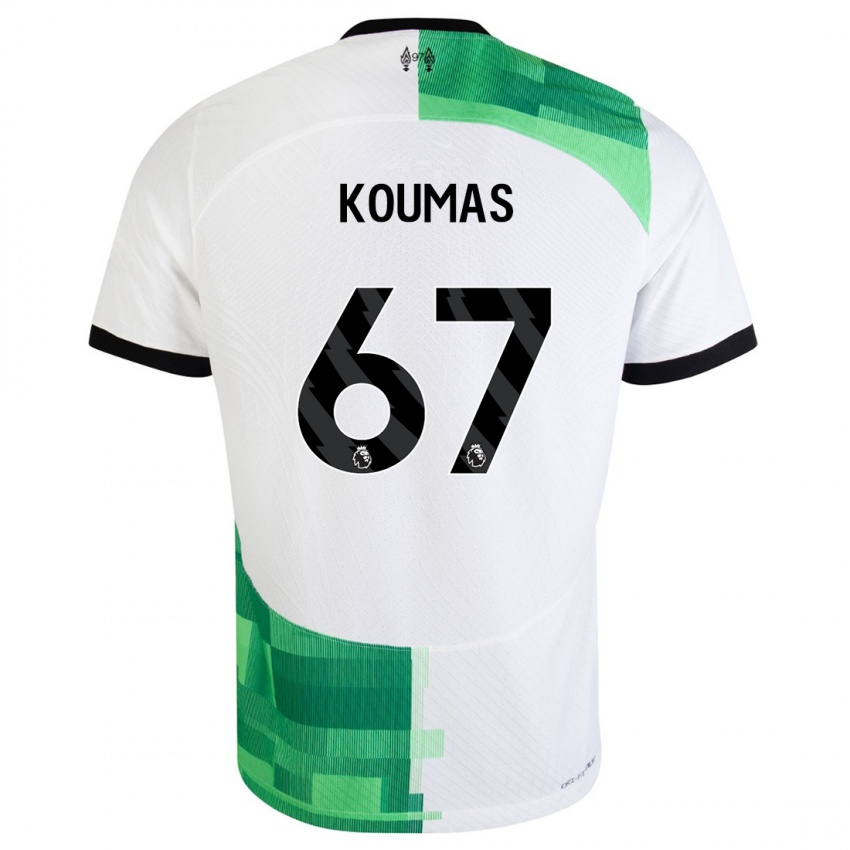 Kinderen Lewis Koumas #67 Wit Groen Uitshirt Uittenue 2023/24 T-Shirt België