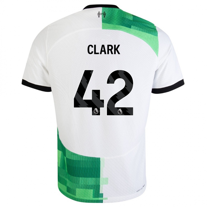 Kinderen Bobby Clark #42 Wit Groen Uitshirt Uittenue 2023/24 T-Shirt België