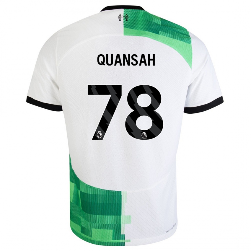 Kinder Jarell Quansah #78 Weiß Grün Auswärtstrikot Trikot 2023/24 T-Shirt Belgien