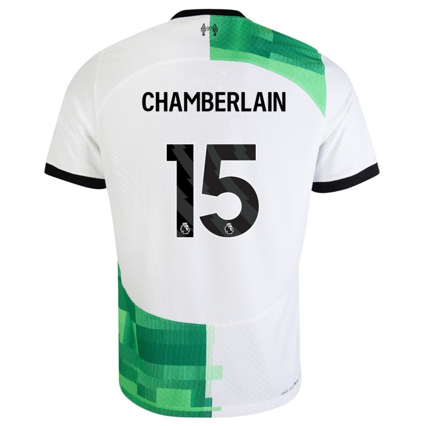 Kinder Alex Oxlade Chamberlain #15 Weiß Grün Auswärtstrikot Trikot 2023/24 T-Shirt Belgien
