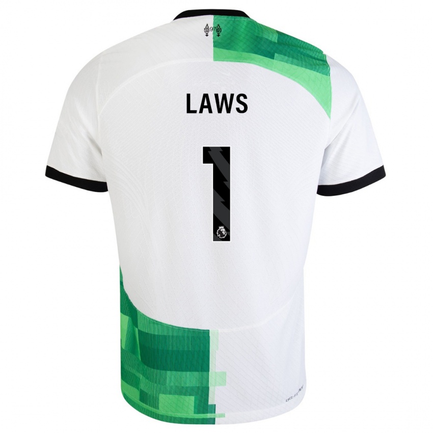 Kinderen Rachael Laws #1 Wit Groen Uitshirt Uittenue 2023/24 T-Shirt België