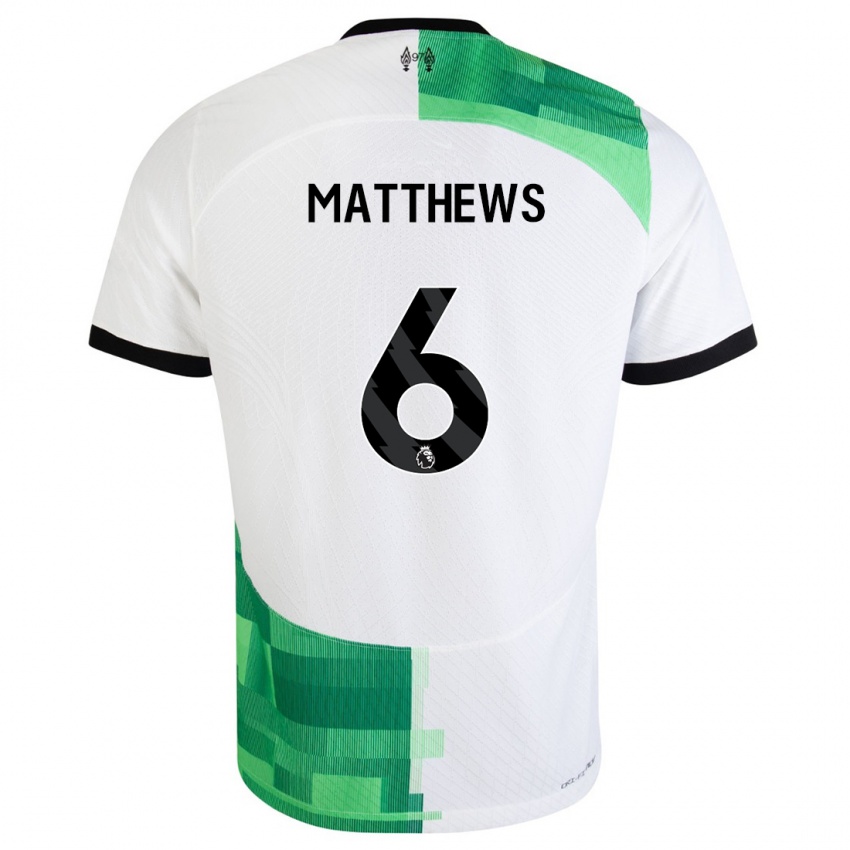 Kinder Jasmine Matthews #6 Weiß Grün Auswärtstrikot Trikot 2023/24 T-Shirt Belgien
