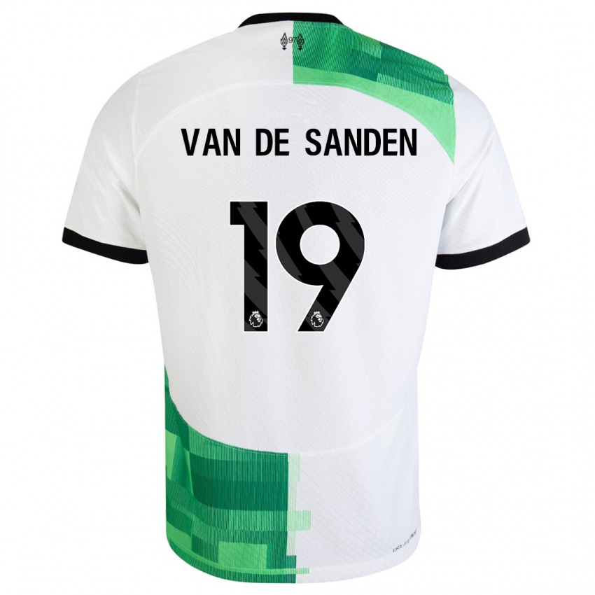 Kinder Shanice Van De Sanden #19 Weiß Grün Auswärtstrikot Trikot 2023/24 T-Shirt Belgien