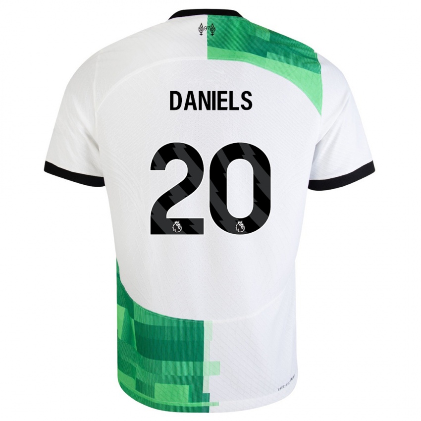 Enfant Maillot Yana Daniels #20 Blanc Vert Tenues Extérieur 2023/24 T-Shirt Belgique
