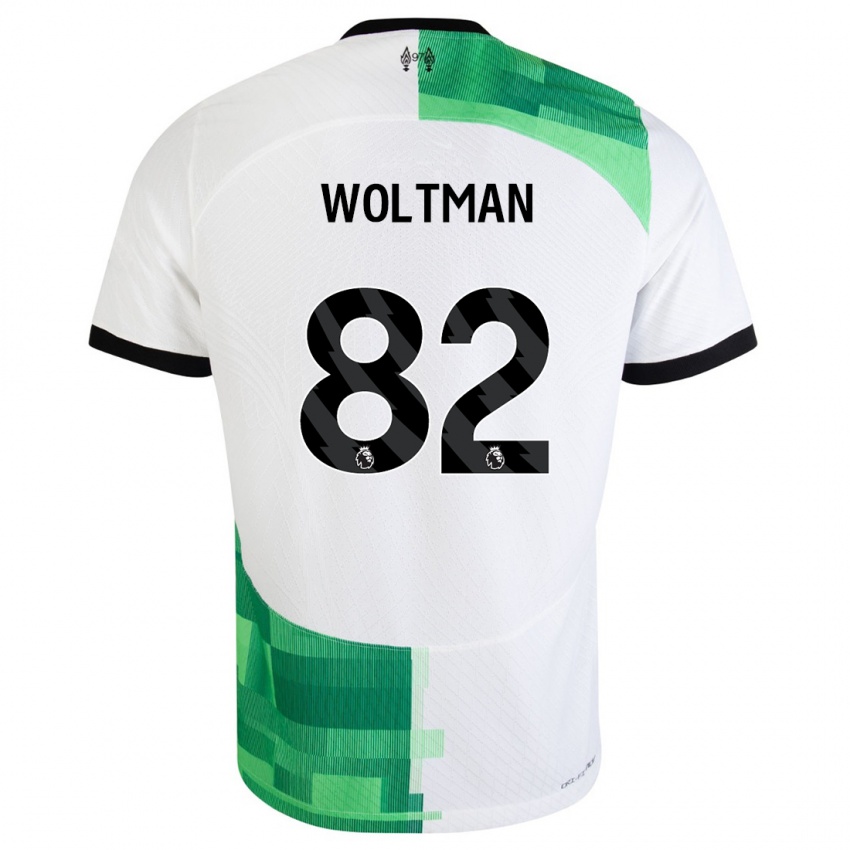 Kinderen Max Woltman #82 Wit Groen Uitshirt Uittenue 2023/24 T-Shirt België
