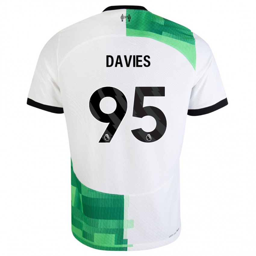 Kinderen Harvey Davies #95 Wit Groen Uitshirt Uittenue 2023/24 T-Shirt België