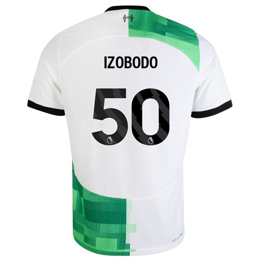 Enfant Maillot Elijah Izobodo John #50 Blanc Vert Tenues Extérieur 2023/24 T-Shirt Belgique