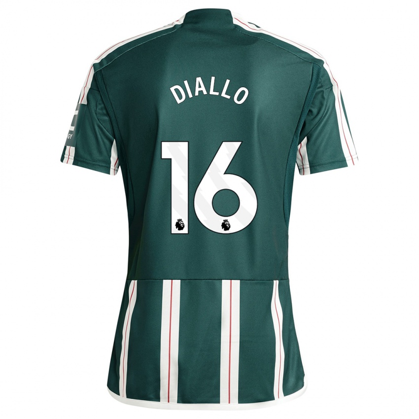 Kinder Amad Diallo #16 Dunkelgrün Auswärtstrikot Trikot 2023/24 T-Shirt Belgien
