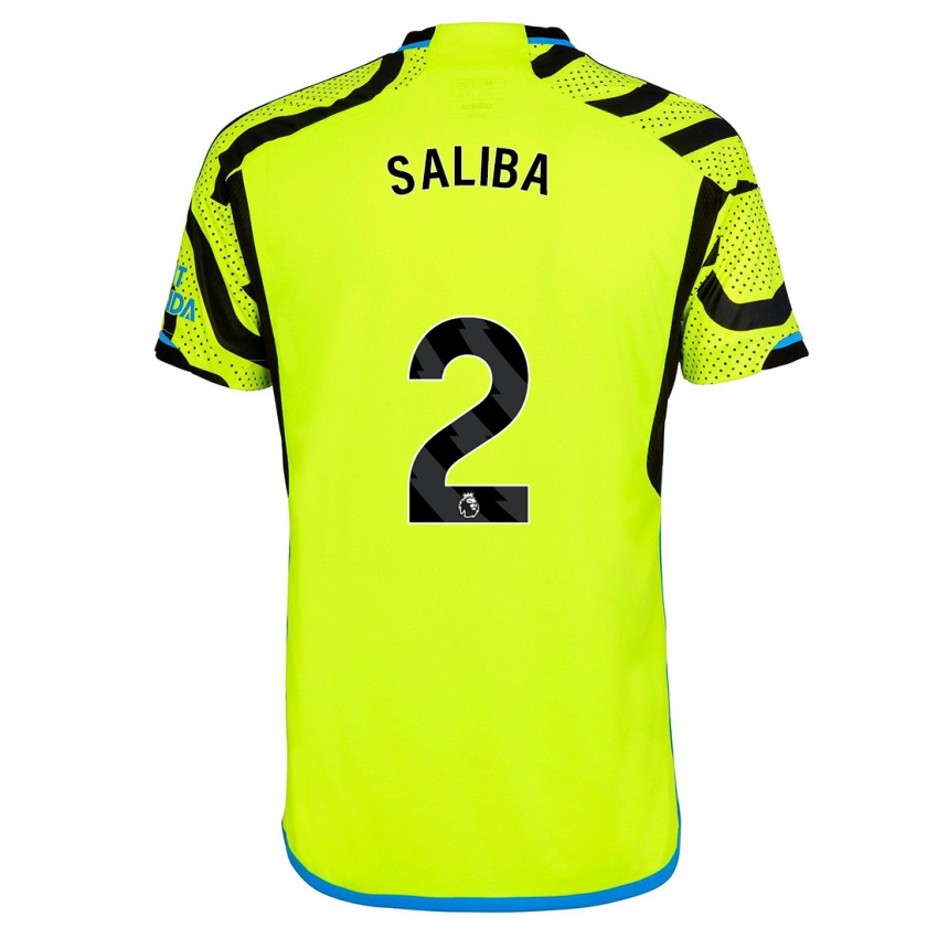 Kinder William Saliba #2 Gelb Auswärtstrikot Trikot 2023/24 T-Shirt Belgien