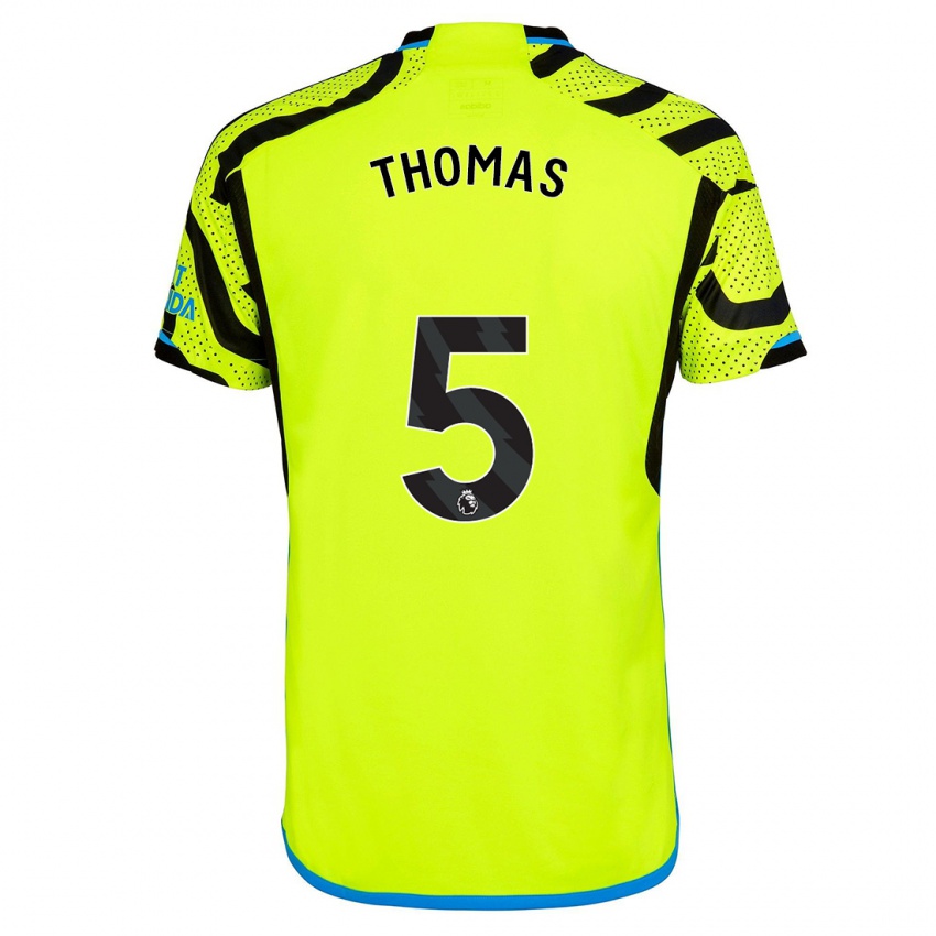 Kinder Thomas Partey #5 Gelb Auswärtstrikot Trikot 2023/24 T-Shirt Belgien