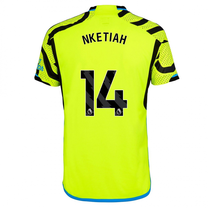 Kinder Eddie Nketiah #14 Gelb Auswärtstrikot Trikot 2023/24 T-Shirt Belgien