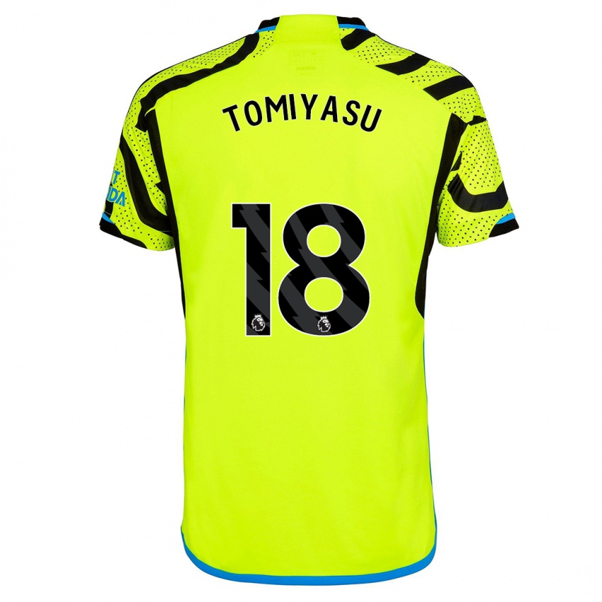 Kinder Takehiro Tomiyasu #18 Gelb Auswärtstrikot Trikot 2023/24 T-Shirt Belgien