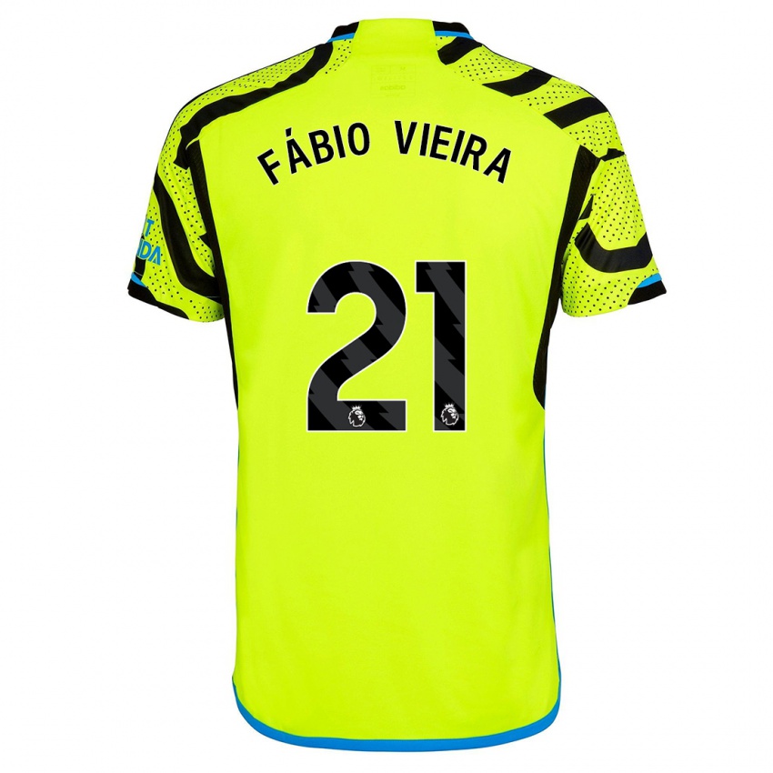 Kinder Fabio Vieira #21 Gelb Auswärtstrikot Trikot 2023/24 T-Shirt Belgien
