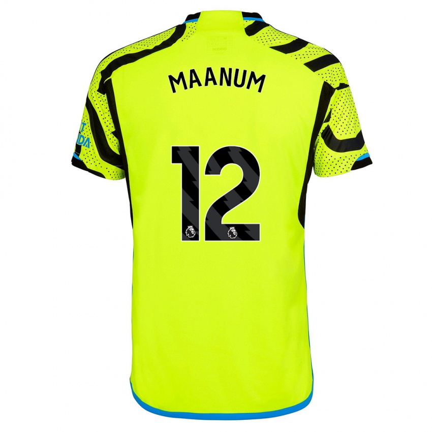 Kinder Frida Maanum #12 Gelb Auswärtstrikot Trikot 2023/24 T-Shirt Belgien