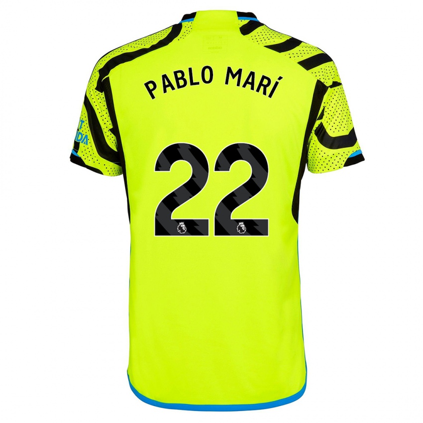 Kinder Pablo Mari #22 Gelb Auswärtstrikot Trikot 2023/24 T-Shirt Belgien