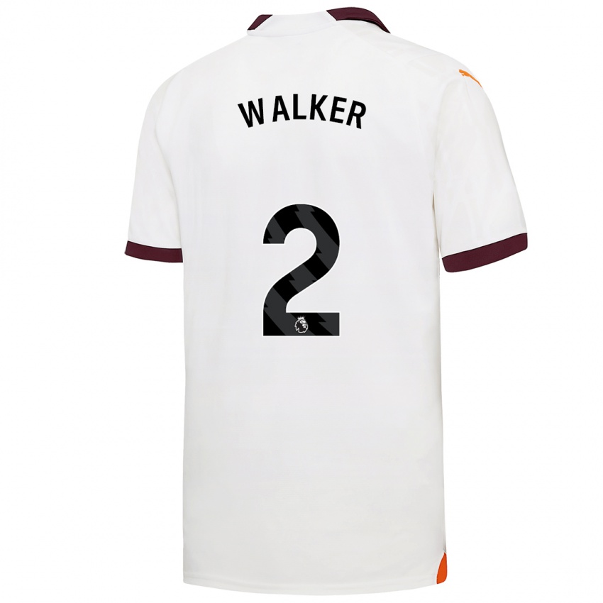 Enfant Maillot Kyle Walker #2 Blanc Tenues Extérieur 2023/24 T-Shirt Belgique