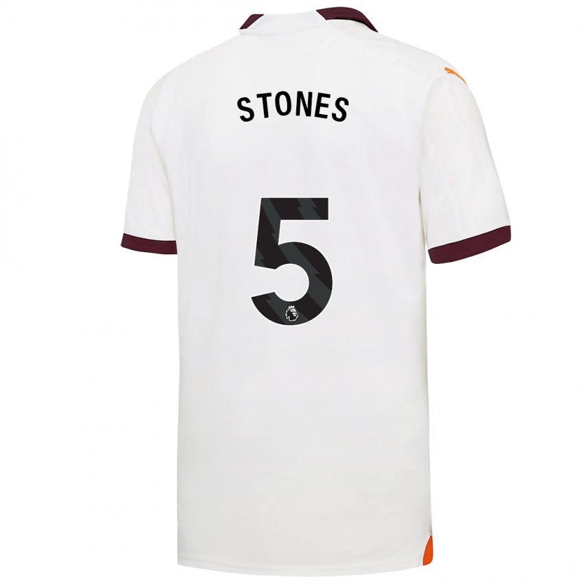 Kinder John Stones #5 Weiß Auswärtstrikot Trikot 2023/24 T-Shirt Belgien
