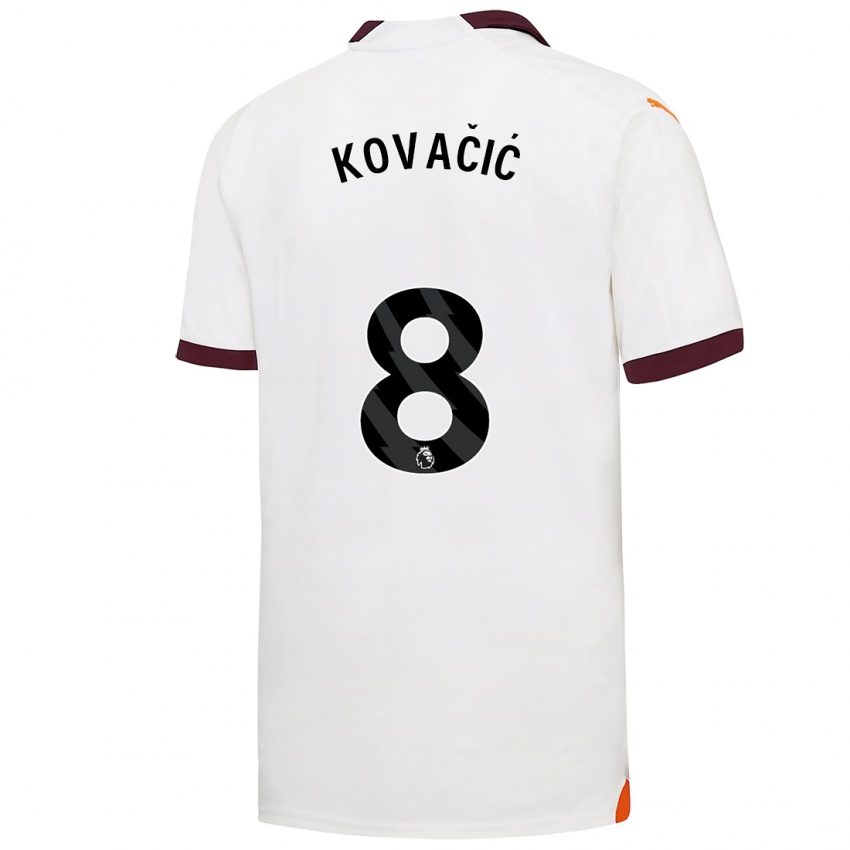 Kinder Mateo Kovacic #8 Weiß Auswärtstrikot Trikot 2023/24 T-Shirt Belgien