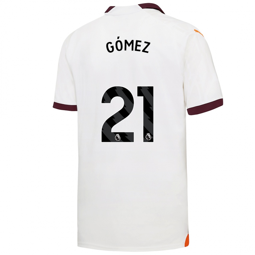 Kinder Sergio Gómez #21 Weiß Auswärtstrikot Trikot 2023/24 T-Shirt Belgien
