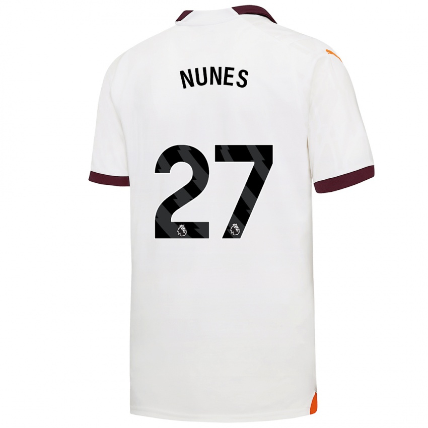 Kinder Matheus Nunes #27 Weiß Auswärtstrikot Trikot 2023/24 T-Shirt Belgien