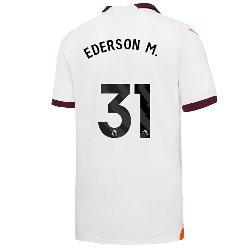 Kinder Ederson Moraes #31 Weiß Auswärtstrikot Trikot 2023/24 T-Shirt Belgien