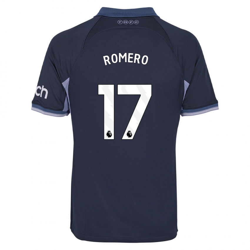Kinder Cristian Romero #17 Dunkelblau Auswärtstrikot Trikot 2023/24 T-Shirt Belgien