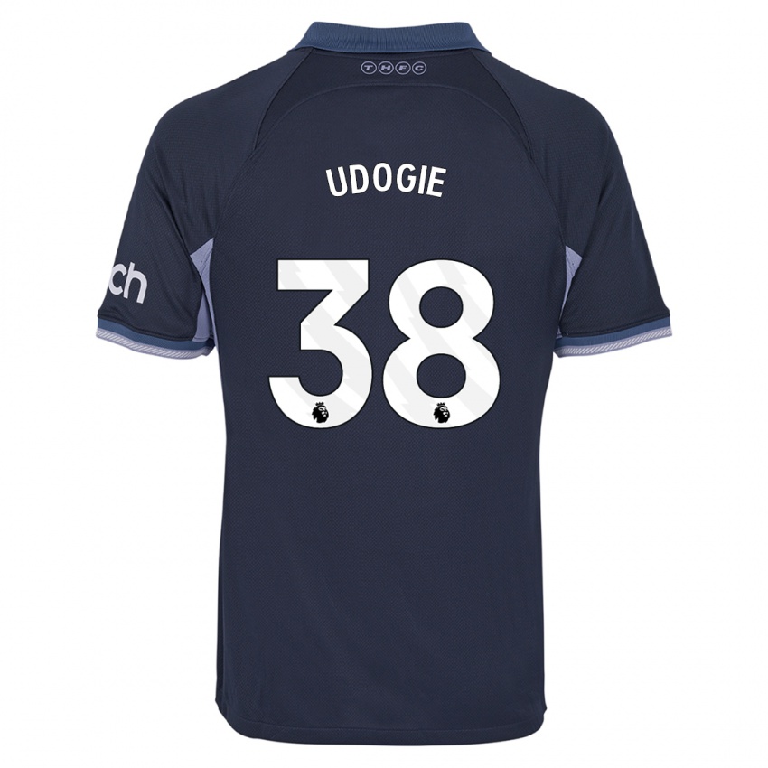 Enfant Maillot Destiny Udogie #38 Bleu Foncé Tenues Extérieur 2023/24 T-Shirt Belgique