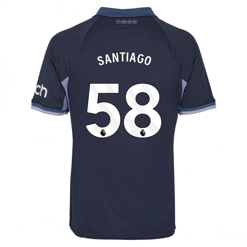 Enfant Maillot Yago Santiago #58 Bleu Foncé Tenues Extérieur 2023/24 T-Shirt Belgique