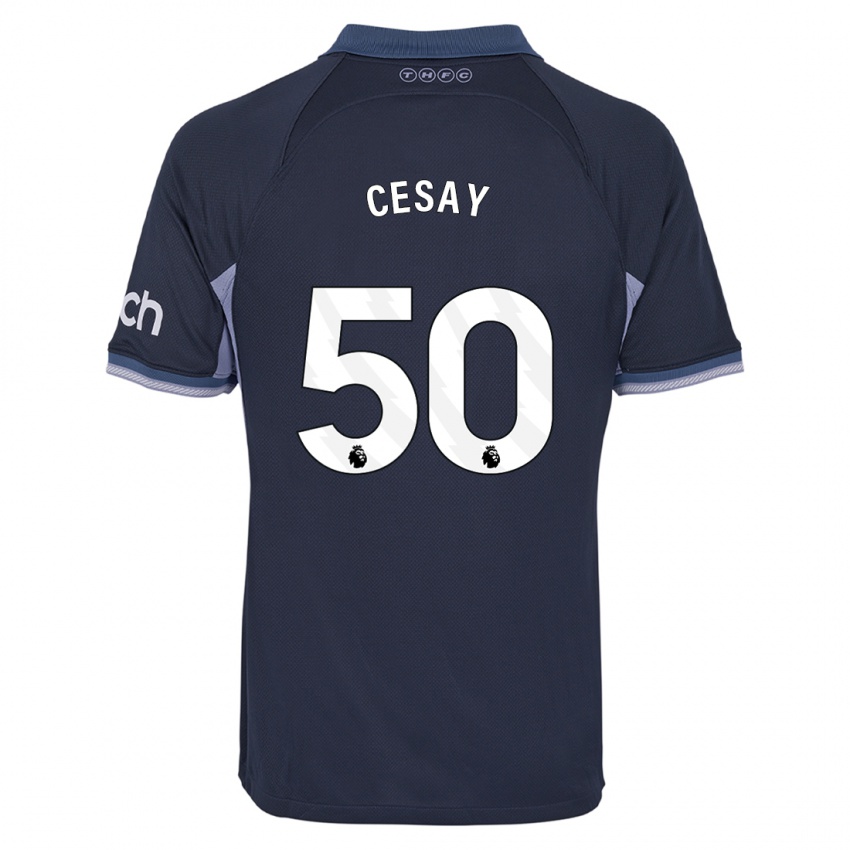 Enfant Maillot Kallum Cesay #50 Bleu Foncé Tenues Extérieur 2023/24 T-Shirt Belgique