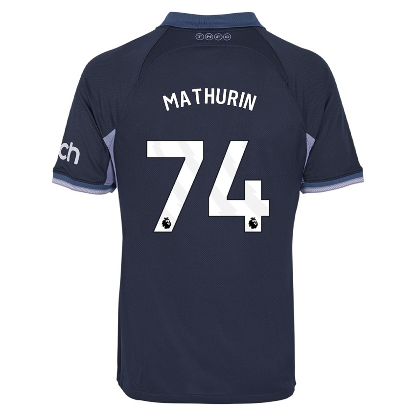 Enfant Maillot Roshaun Mathurin #74 Bleu Foncé Tenues Extérieur 2023/24 T-Shirt Belgique