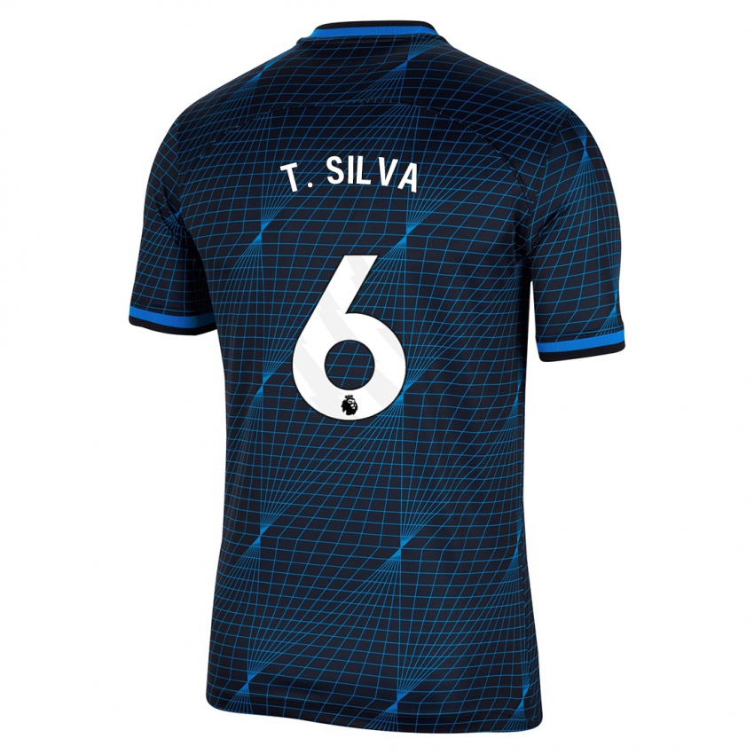 Kinder Thiago Silva #6 Dunkelblau Auswärtstrikot Trikot 2023/24 T-Shirt Belgien
