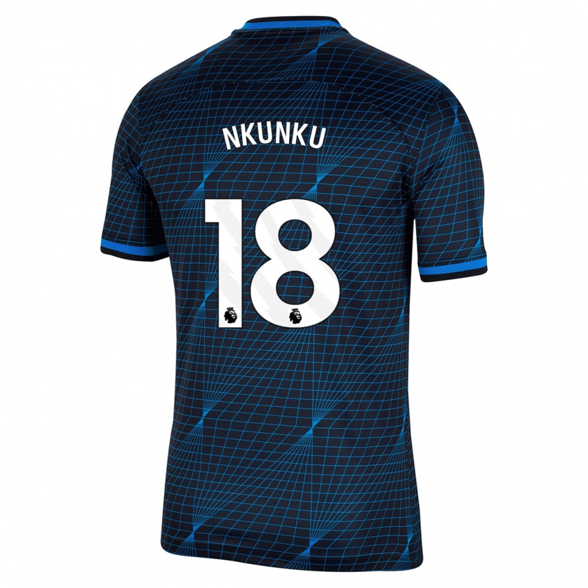 Kinder Christopher Nkunku #18 Dunkelblau Auswärtstrikot Trikot 2023/24 T-Shirt Belgien
