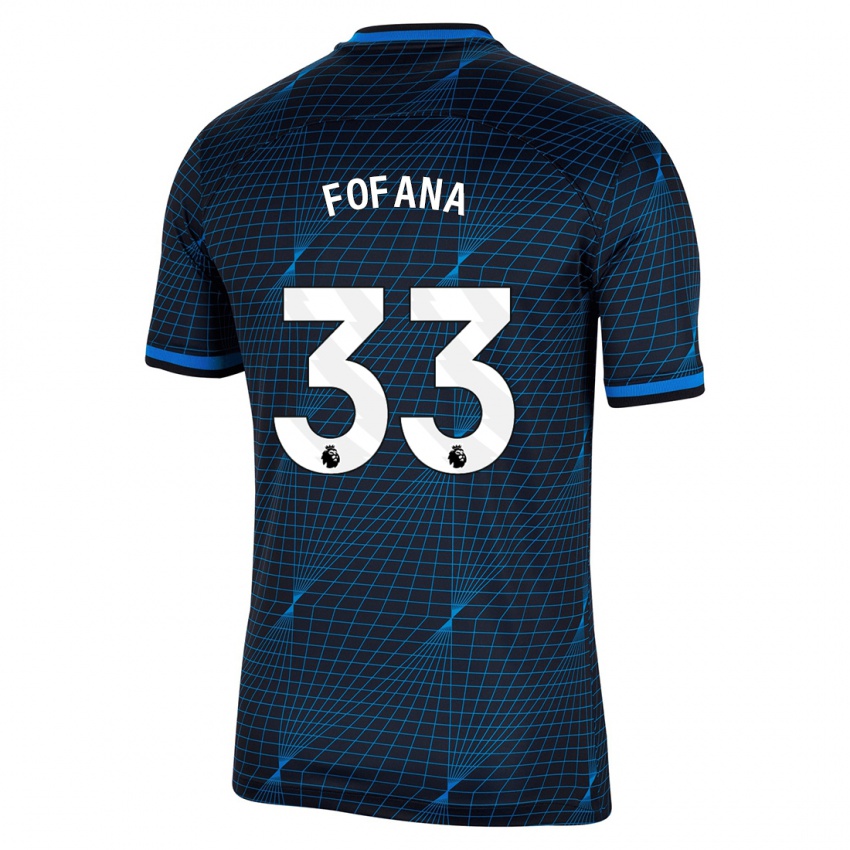 Kinderen Wesley Fofana #33 Donkerblauw Uitshirt Uittenue 2023/24 T-Shirt België