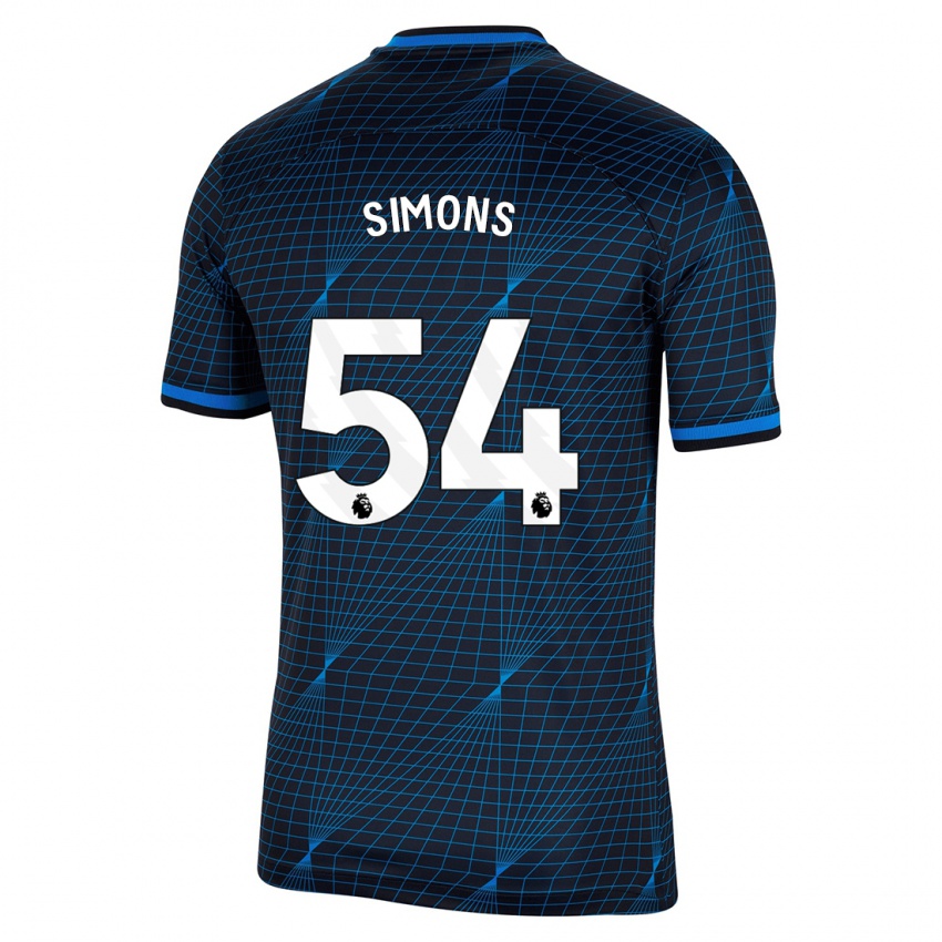 Enfant Maillot Xavier Simons #54 Bleu Foncé Tenues Extérieur 2023/24 T-Shirt Belgique