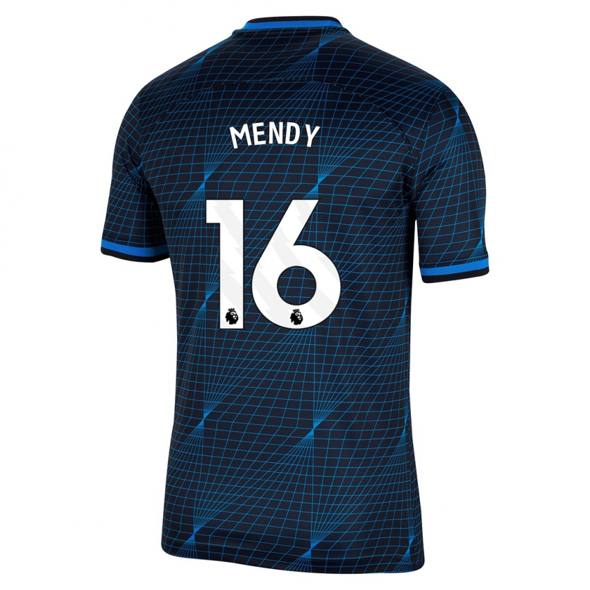 Enfant Maillot Edouard Mendy #16 Bleu Foncé Tenues Extérieur 2023/24 T-Shirt Belgique
