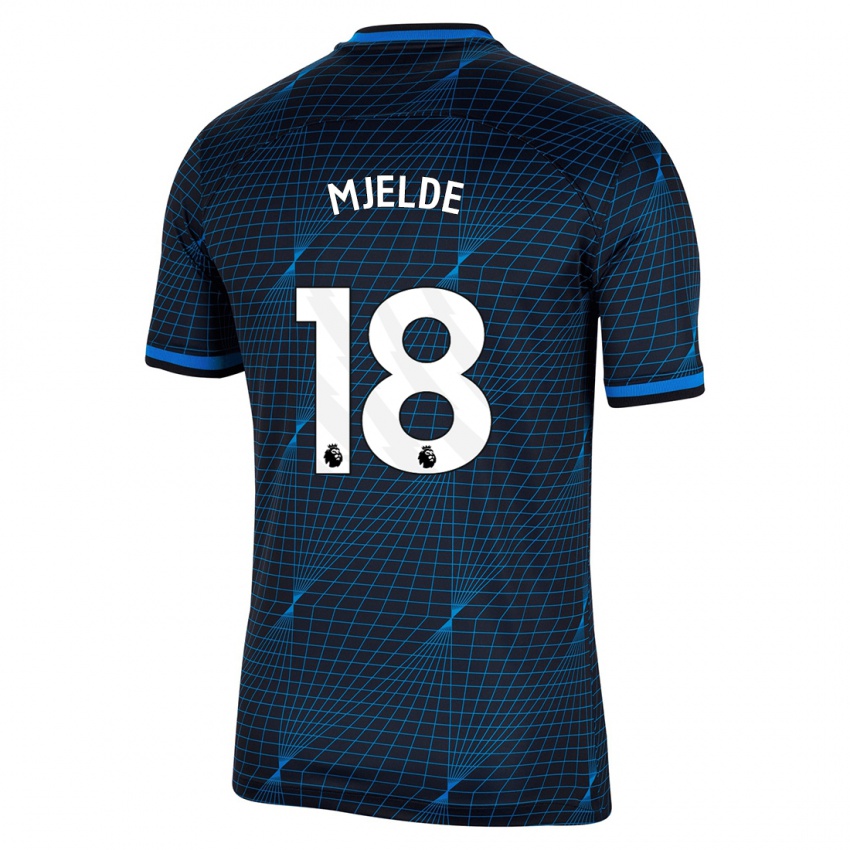 Enfant Maillot Maren Mjelde #18 Bleu Foncé Tenues Extérieur 2023/24 T-Shirt Belgique