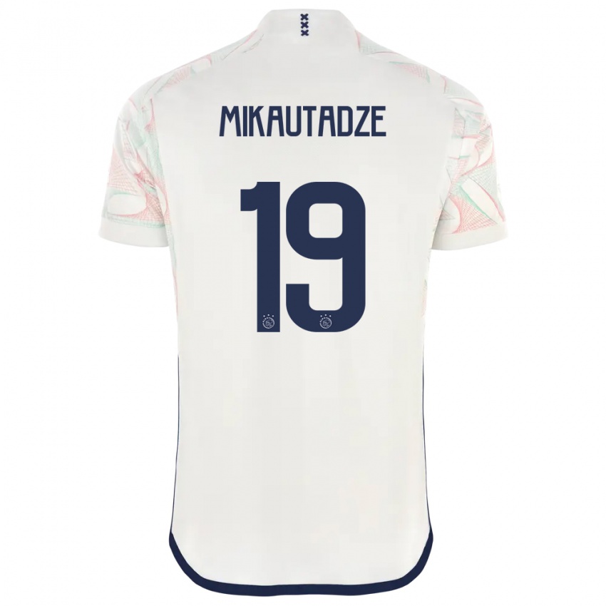 Kinder Georges Mikautadze #19 Weiß Auswärtstrikot Trikot 2023/24 T-Shirt Belgien