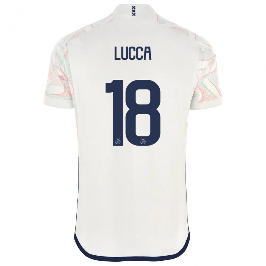Enfant Maillot Lorenzo Lucca #18 Blanc Tenues Extérieur 2023/24 T-Shirt Belgique