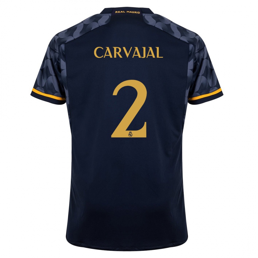 Kinder Daniel Carvajal #2 Dunkelblau Auswärtstrikot Trikot 2023/24 T-Shirt Belgien
