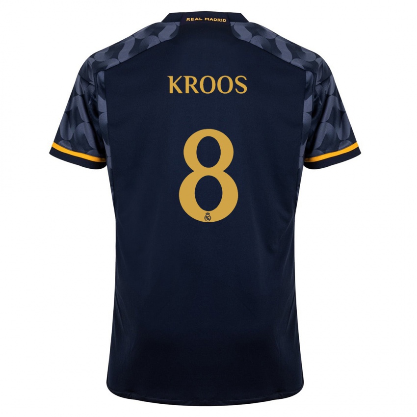 Kinderen Toni Kroos #8 Donkerblauw Uitshirt Uittenue 2023/24 T-Shirt België