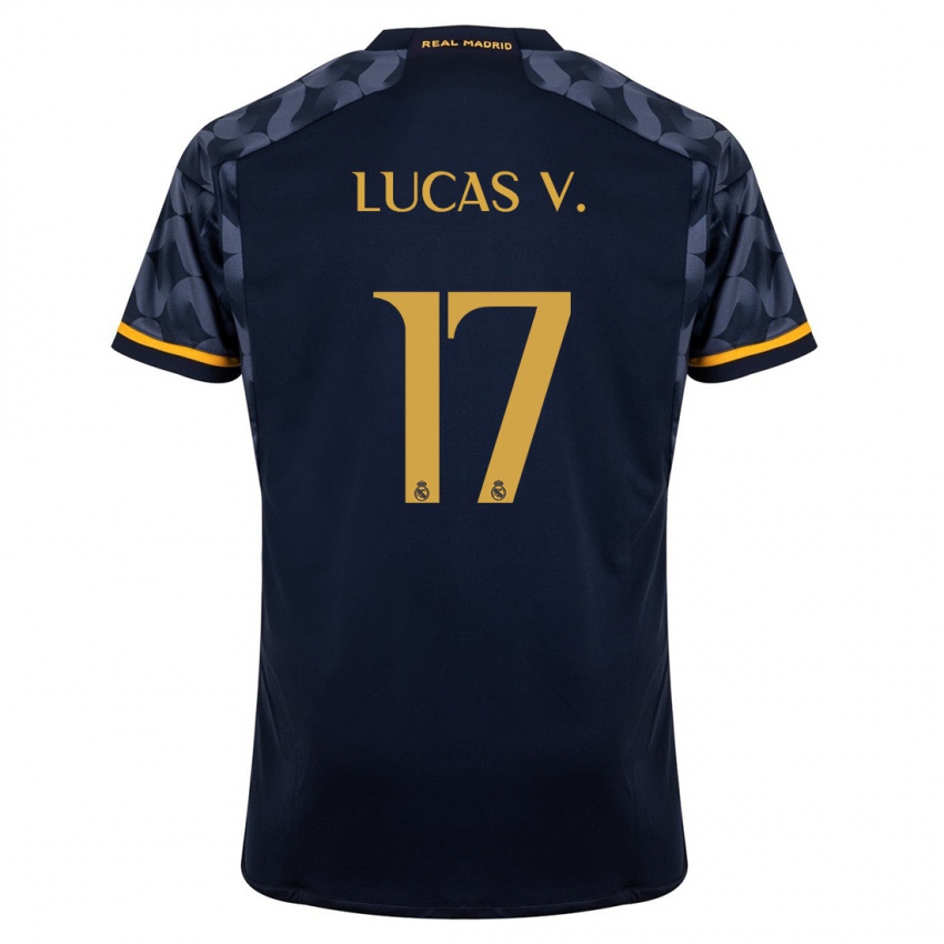 Kinder Lucas Vazquez #17 Dunkelblau Auswärtstrikot Trikot 2023/24 T-Shirt Belgien