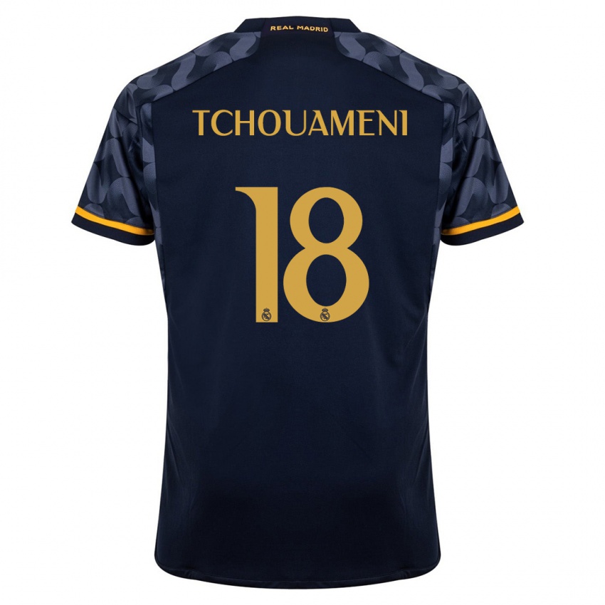 Kinder Aurelien Tchouameni #18 Dunkelblau Auswärtstrikot Trikot 2023/24 T-Shirt Belgien