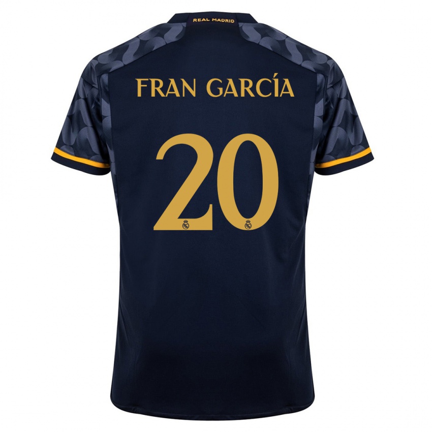 Kinder Fran García #20 Dunkelblau Auswärtstrikot Trikot 2023/24 T-Shirt Belgien