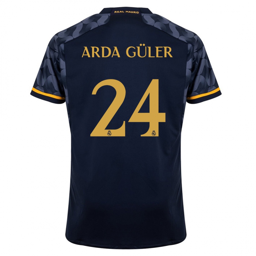 Kinderen Arda Güler #24 Donkerblauw Uitshirt Uittenue 2023/24 T-Shirt België