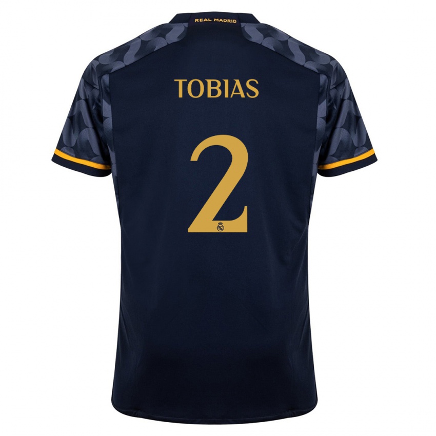 Enfant Maillot Vinícius Tobias #2 Bleu Foncé Tenues Extérieur 2023/24 T-Shirt Belgique