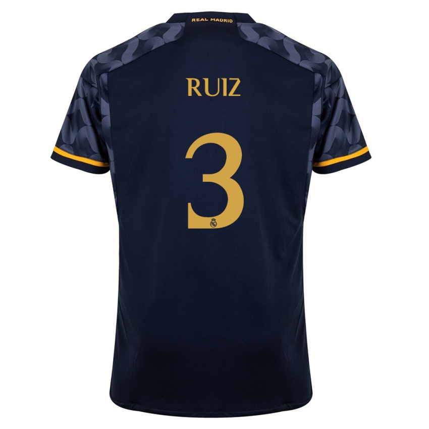 Kinderen David Ruiz #3 Donkerblauw Uitshirt Uittenue 2023/24 T-Shirt België