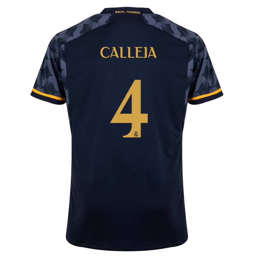 Enfant Maillot Jaime Calleja #4 Bleu Foncé Tenues Extérieur 2023/24 T-Shirt Belgique